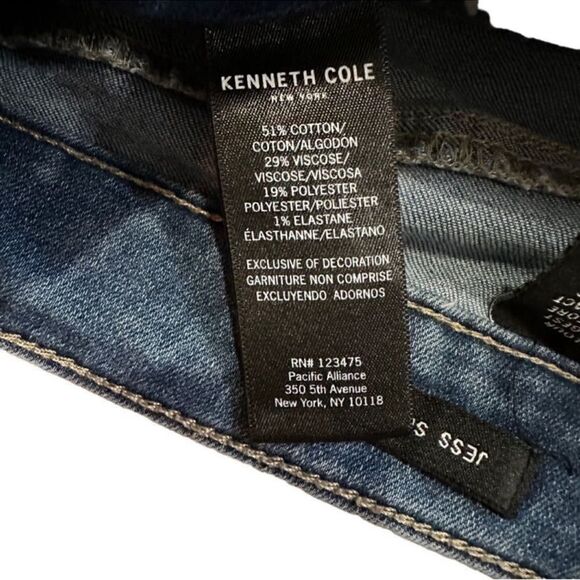 Kenneth Cole Jess Skinny Distressed Mid Rise Ankle Length Jeans Blue Denim Sz 10 - Picture 8 of 8